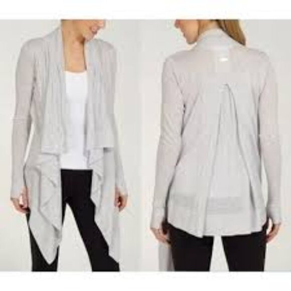 Lululemon Express Yourself Mudra Wrap Cardigan Light Heathered Gray Size 8-10 - Picture 6 of 9